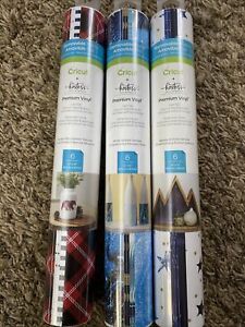 (3) Cricut  Assorted Patterned Iron-On Vinyl &#034;Hostess&#034;; New!