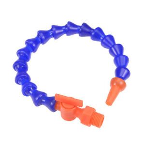 G1/4 Thread Round Nozzle Flexible Water Oil Coolant Pipe Hose w Valve 300mm