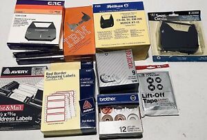 Lot Of Random Typewriter Cartridge Ribbons Lift Off Tape &amp; Dot Matrix Labels
