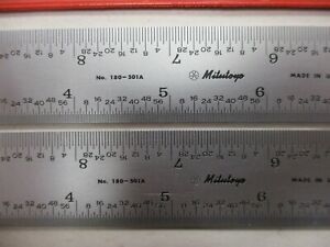 (2) NEW! Mitutoyo 180-501A  4R Steel Rules Rigid 12&#034; 8/16 32/64 Scales