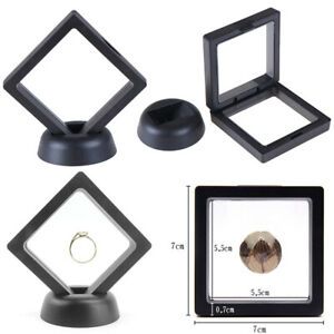70*70mm Black 3D floating jewelry coin display frame holder box case w/ stanMJJ0