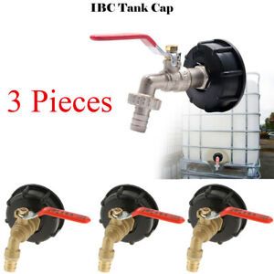 3 Pieces 1000L Garden IBC Tank to 3/4&#034; Thread Hose Adapters Butt Outlet Kit