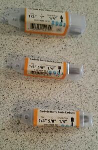 Walter Surface Technologies 1/4&#034; Shank Lot of 3 Carbides 01-v015,01-V001,01-V005
