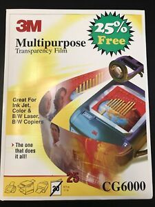 Transparency 3M Multipurpose Inkjet &amp; Laser Copier Film CG6000 23 Count