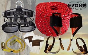 Tree Climbing Spike Set, Aluminum Pole Spurs Climbers Harness + Glove + 1/2&#034;Rope