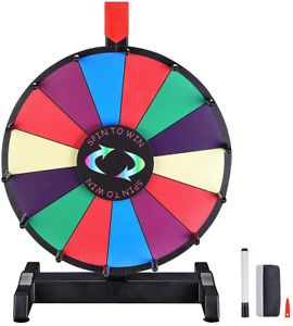 12&#034; Editable Color Prize Wheel Dry Erase Fortune Spinning Game Carnival 14 Slots