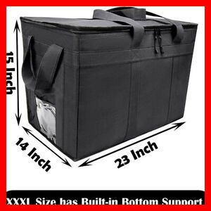 Insulated Delivery Grocery Bag Food Carrier Uber Catering Reusable 23&#034;X14&#034;X15&#034;