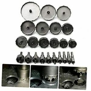 23PCS Carbide Hole Cutter Set 5/8 to 4 Inch Round Hole Saw Kit TCT Metal