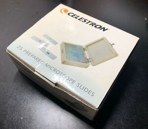 CELESTRON 25 Prepared Microscope Slides with Case Model 44410 Great Condition