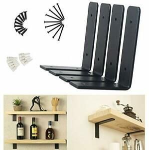 URANMOLE Heavy Duty Floating Shelf Brackets 4 Inch - Rustic Black Iron Metal ...