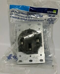 Leviton Range Outlet Plug 50 Amp, 125/250V, Nema 14-50R, 3P, 4W, Flush Mounting