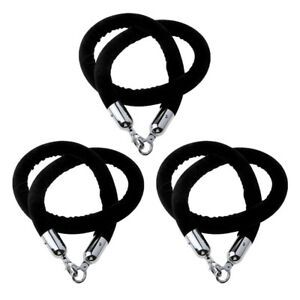 3pcs 1.5m Barrier Crowd Control Stanchion Queue Line Velvet Rope Black