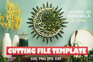 3D Mandala svg template soon layered mandala Digital Paper Laser cut Cricut