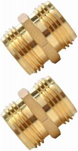 Sanpaint 2 Pack 3/4 Inch Brass Garden Hose Adapter 2 Double Male Connectors