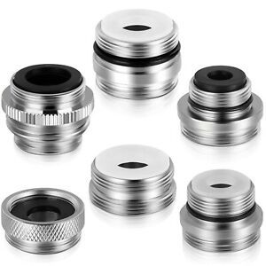6 Pieces Faucet Adapter Kit, Kitchen Sink Brass Aerator Adapter Male Female F...