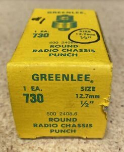 GREENLEE NO. 730 - 1/2&#034; ROUND PUNCH CHASSIS PUNCH 501 2408.6