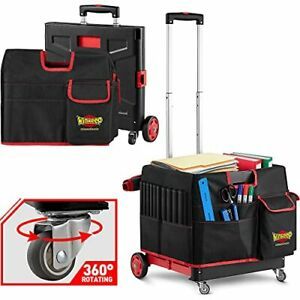 Foldable Utility Cart 4 Wheeled Rolling Crate and Organizer Bag Set Heavy Dut...