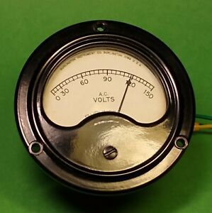 Burlington Model 432 AC Volts Panel Meter 0-150VAC 3-1/2&#034; Flush NIB