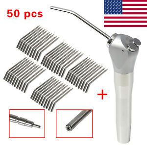 50Pcs Dental Nozzles/Tips+ Dental 3 Way Air Water Spray Syringe Handpiece AB