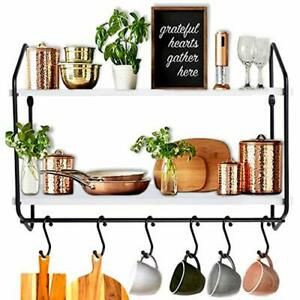 BOLUO Kitchen Wall Shelf White Floating Shelves Bathroom Mounted Shelving with