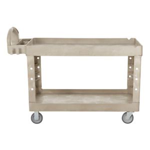 Rubbermaid Commercial Heavy Duty 2-Shelf Utility Cart, Flat Handle, Flat...