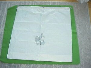 Largest Apple Store White Plastic Drawstring Shopping Bag w/Silver Logo 23&#034;x23&#034;