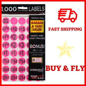 Pack Of 1000 Yard Garage Sale Price Stickers Pre-Printed Labels- FREE SHIPPING