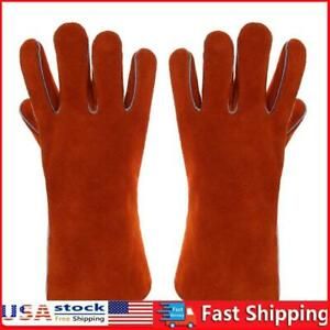 Welding Work Safety Gloves Cow Split Neck Leather Heat Resistant Gloves