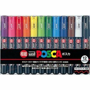 Mitsubishi UNI POSCA PAINT PENS PC-1M12C 0.7mm Color Markers 193743