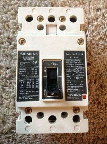 Siemens cat # heg3b050 50 amp 3 pole breaker for sale