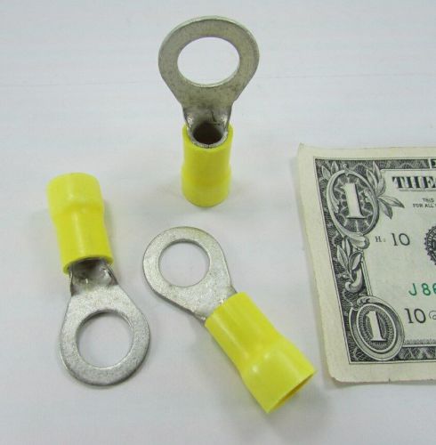 Lot 10 Panduit Yellow Insulated Ring Terminals 4AWG Wire Cable Crimp x 1/2&#034; Stud