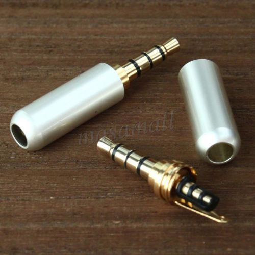 3.5mm 4 pole male repair headphone jack plug metal audio soldering  white cover for sale