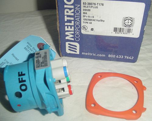 New~meltric 63-38076-t176 inlet plug dsn30  2p+n+g 30a type 4x 125/250vac1hp/3hp for sale
