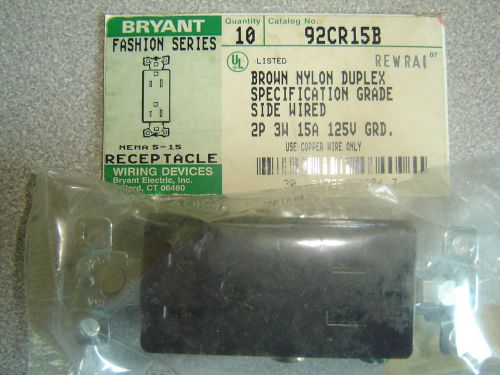 Bryant 92CR15B Brn. Duplex Receptacle Fashion Series 15A Spec Grade factory seal