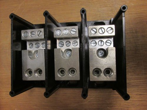 Gould Power Distribution Block 67513 line (2) 2/0-#14 load (6) #2-#14 3P Used