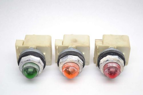 Lot 3 square d assorted 9001 km1 h amber green red pilot light 120v-ac b440820 for sale