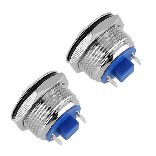 2pcs 19mm 3A Round Head Push Button Metal Switch Pin Terminals Auto Boat Car
