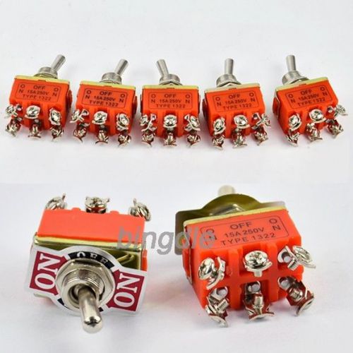 New 10 X 6-Pin bi Toggle DPDT ON-OFF-ON Switch 15A 250V High Quality 2014 EP98