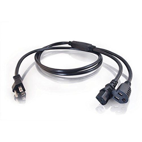 6ft 16 awg 1-to-2 power cord splitter (nema 5-15p to 1 nema 5-15r + 1 iec320c13) for sale
