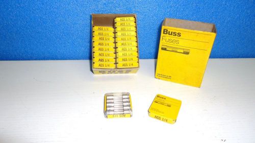 BUSS FUSES AGS 1/4 (AG4) -100 FUSES IN 20-5 IN CONTAINERS BUSSMAN FREE SHIPPING