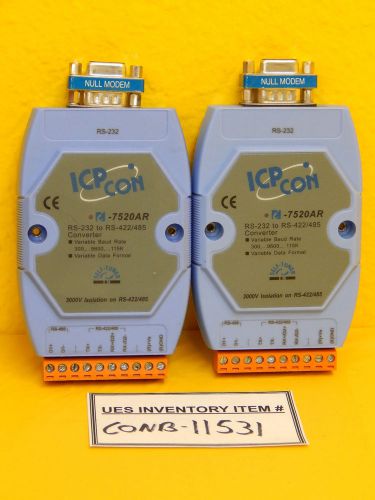 Icp con i-7520ar rs-232 to rs-422/485 converter lot of 2 used working for sale