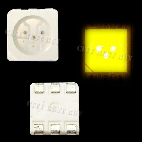 100 x plcc-6 5050 power smt smd 3 chips yellow 800mcd led llight lamp bright for sale