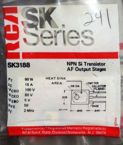 SK3188 NTE241 equiv QTY 2