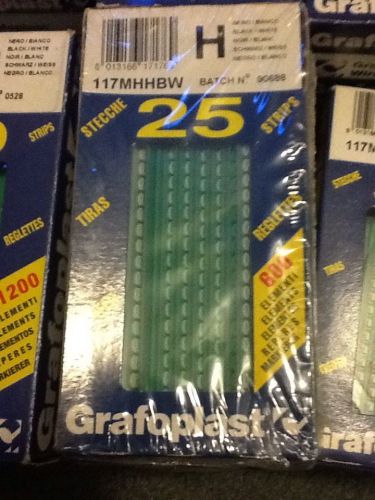 Grafoplast 117MHHBW LETTER &#034;H&#034; 50 Strips NEW IN BOX Wire Markers
