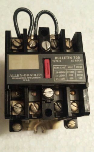 Ab - bulletin 700, type n - ac relay w/ 2 installed poles - 120-vac coil for sale