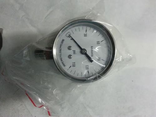 Pressure gauge, agricultural ammonia, 2-1/2&#034;, 0 to 150 psi, 1/4&#034; npt, lower for sale