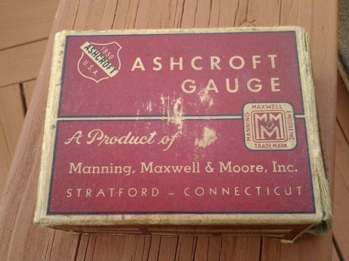 Vintage Ashcroft Gauge with original box Rare black face.. 3 screw back
