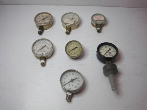 8086 Lot(7) Assorted Pressure Gauges Gage 60 PSI - 600 PSI FREE Ship Conti USA