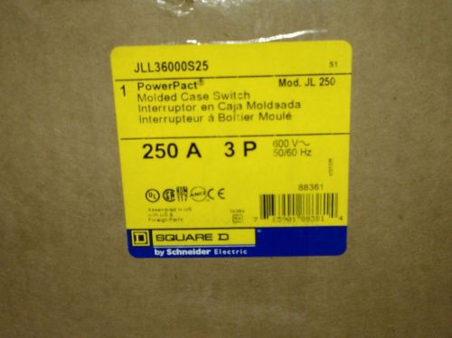 NEW SQUARE D MOLDED CASE CIRCUIT BREAKER SWITCH JLL36000S25 250A 600V(S19-2-13H)