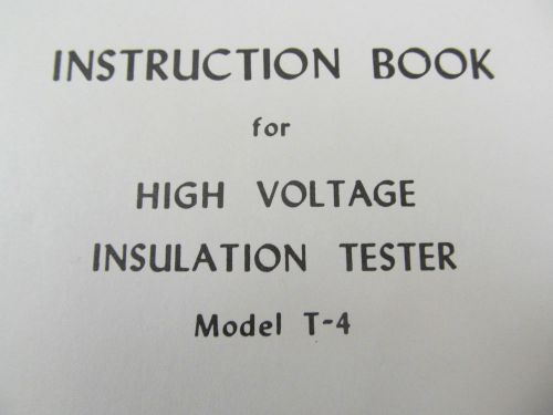 TRANSITRON T-4 Insulation Tester Instruction Manual w/ Schematics 45766